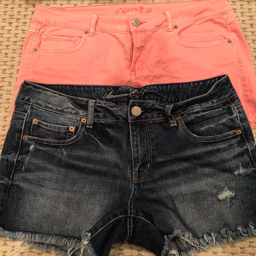 2 pair distressed American Eagle shorts!!